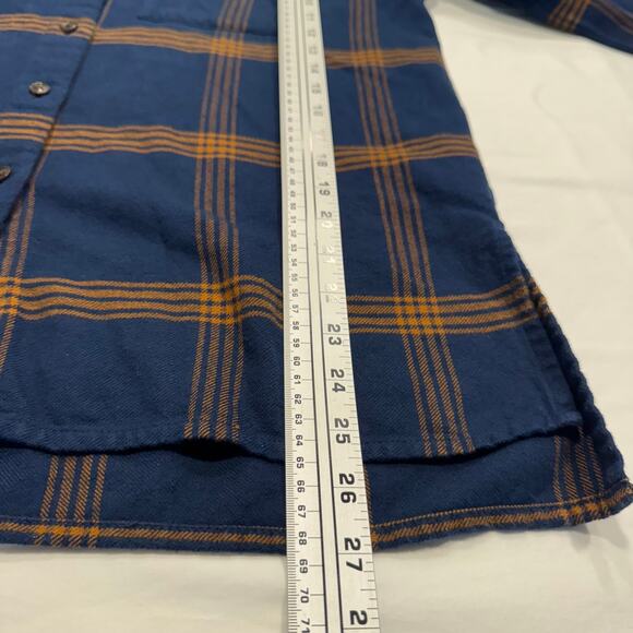 Madewell Flannel Oversized Ex-Boyfriend Shirt Womens Size S Plaid Blue Tan - Picture 8 of 9